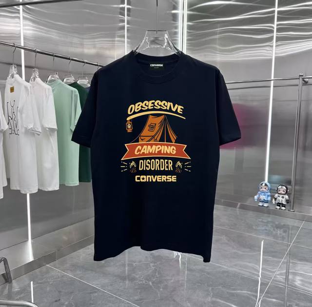 Converse series counter retro couple print short-sleeved T-shirt with dropped sh