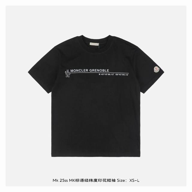 Moncler 25Ss Mk slogan longitude and latitude printed short-sleeve fabric is mad