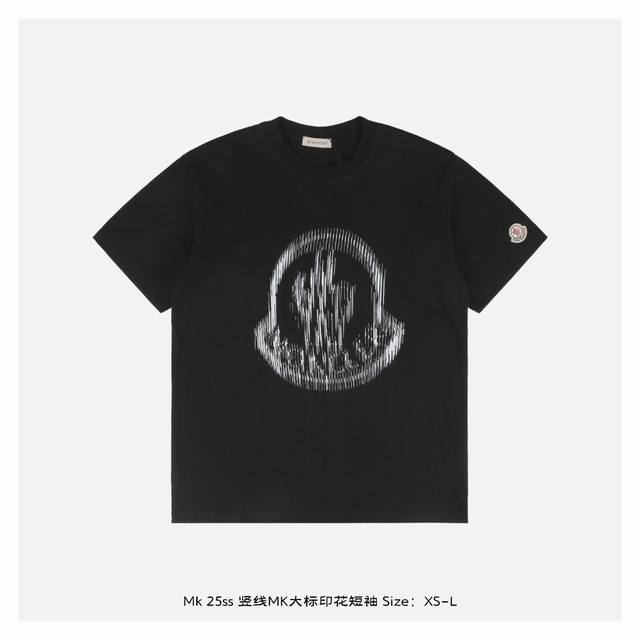Moncler 25Ss vertical line Mk large logo printed short-sleeved fabric is made of