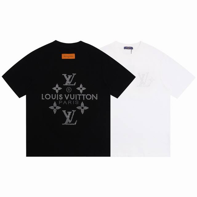 Louis Vuitton 2025Ss new lettering metal hot-dye couple's casual short-sleeved T
