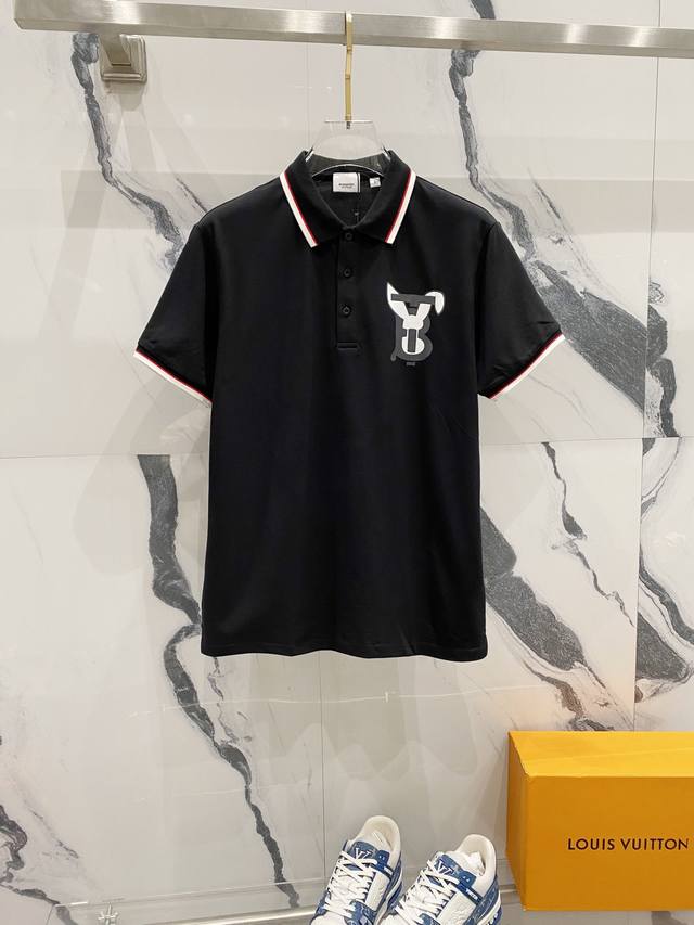 Burberry lapel polo shirt with Tb letter rabbit print logo. Official business ch