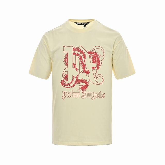 Palm Angels 24Ss Dragon Year 3D Flying Dragon Print Short Sleeve Size: Xs-M
