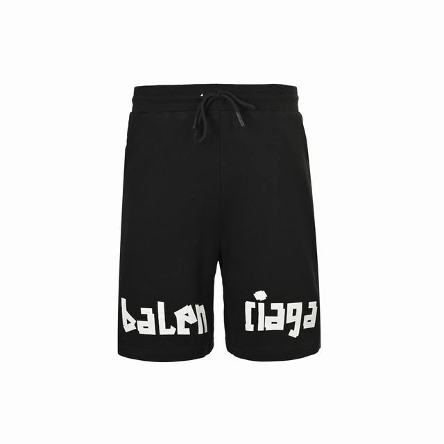 Balenciaga 25Ss Tape Print Shorts are made from 400g cotton terry fabric, washed