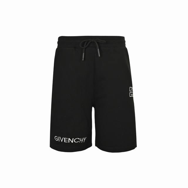 Givenchy 25Ss embroidered logo shorts are made of 380g active black, a very high