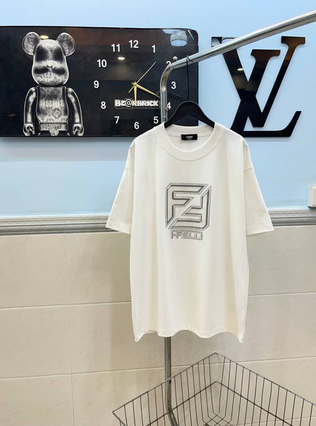 Style 165 Fendi's new spring/summer 3D digital print rhinestone short-sleeved T-
