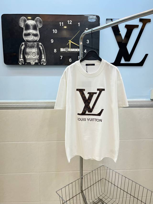 Style 164 Louis Vuitton LV leather label embroidered round neck short sleeves ma