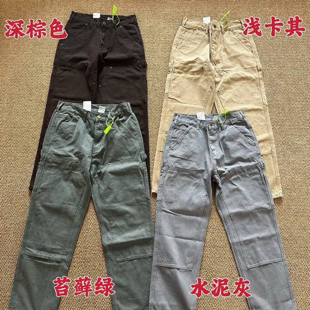 Carhartt B136 washed and distressed knee-length canvas overalls, lumberjack pant