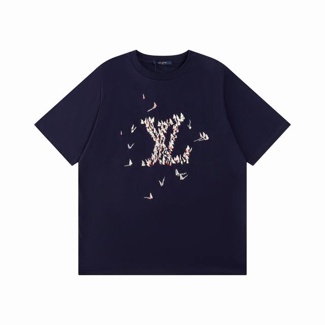 Louis Vuitton 2025 Ss Lv sailboat embroidered short-sleeved T-shirt. This is the