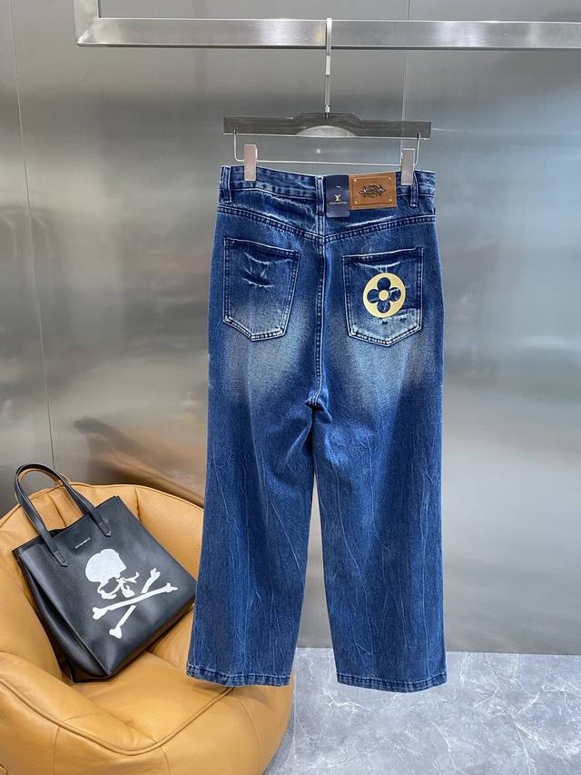 LV Jeans, a new favorite for summer retro fashion, feature a rich denim blue tha