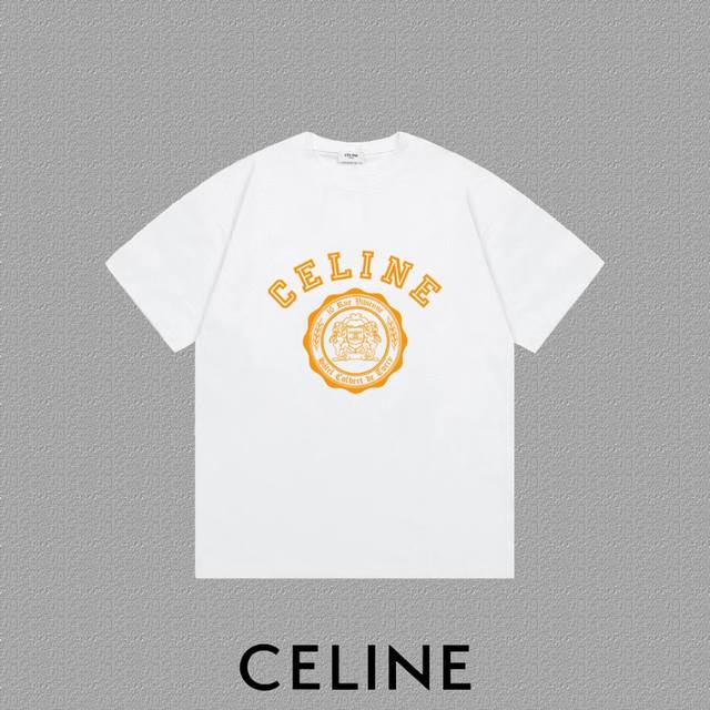 Celine 2025Fw short-sleeved T-shirt with a printed logo. Made from high-end 26S