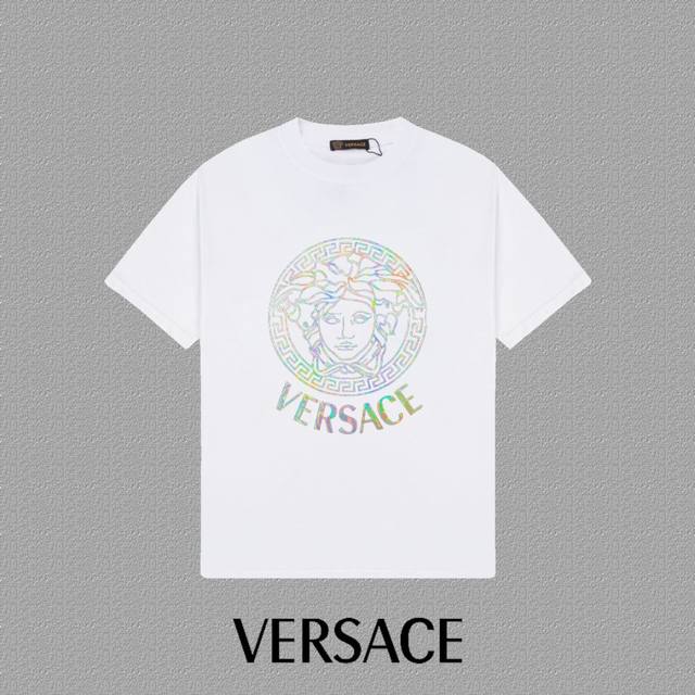 Versace 2025Fw short-sleeved T-shirt with colorful pattern and letter logo print