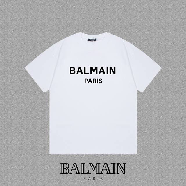 Balmain 2025Fw short-sleeved T-shirt with thick letter logo. High-end 26S double