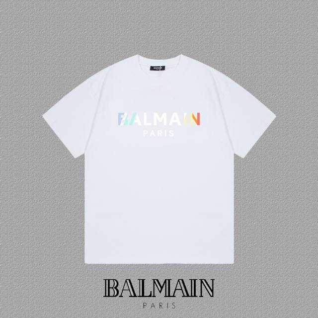 Balmain 2025Fw short-sleeved T-shirt with letter logo print, high-end 26S double
