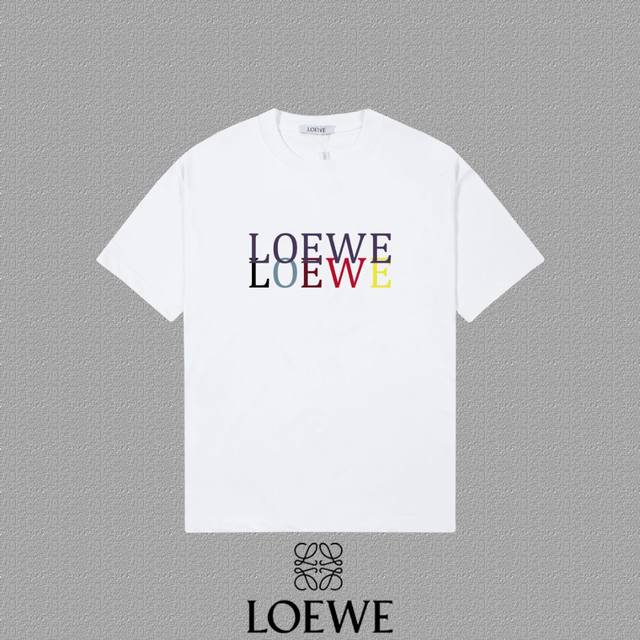 Loewe 2025Fw short-sleeved T-shirt with logo print, high-end 26S double yarn 300