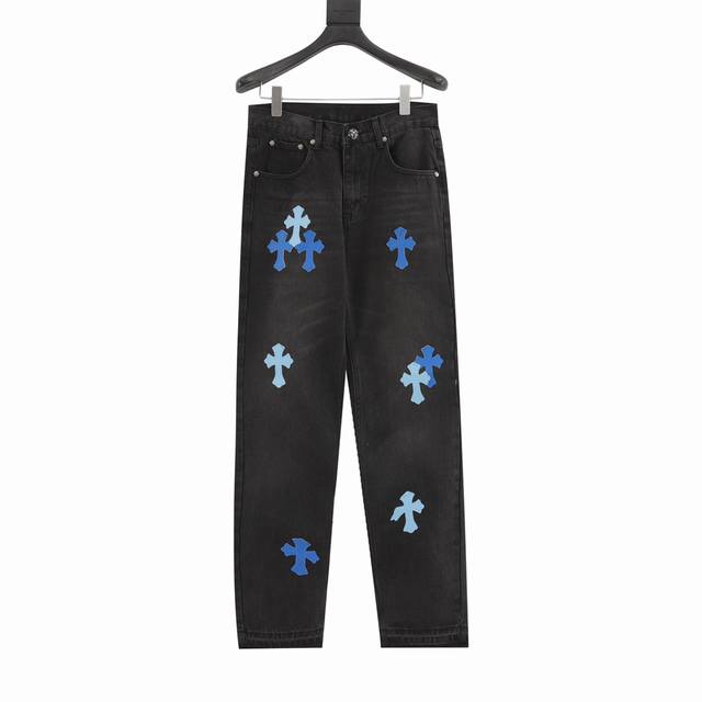 style Y828Ch, classic leather-label cross denim trousers. After being finished,