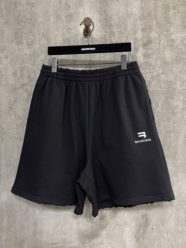 Balenciaga double-hook logo ripped casual shorts, original fabric, official cust