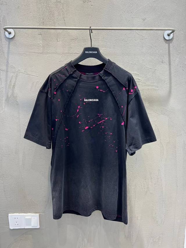 262 Balenciaga heavy washed, burnt, wasteland style Paris letter embroidered pat