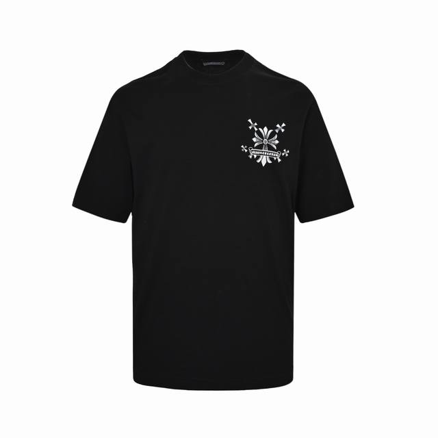 Chrome Hearts 25Ss Sanskrit cross distressed print short-sleeve fabric is made o