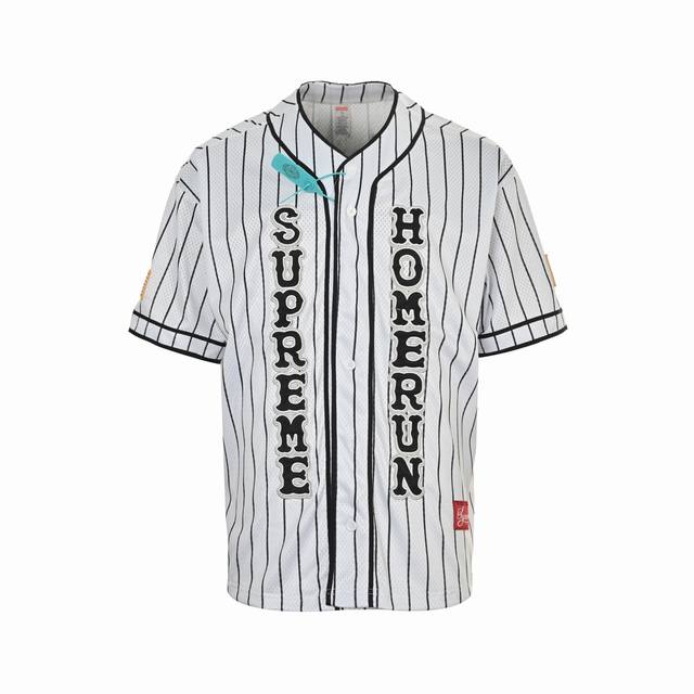 Supreme collaboration, comfortable short-sleeved mesh baseball jersey with a log