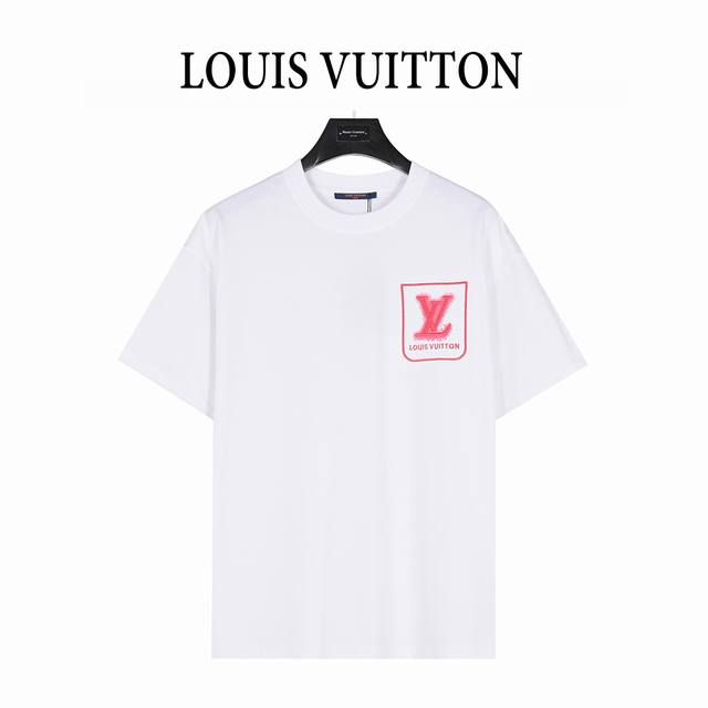 Louis Vuitton 25Ss pink ink-splashed embroidered logo and faux pocket short-slee