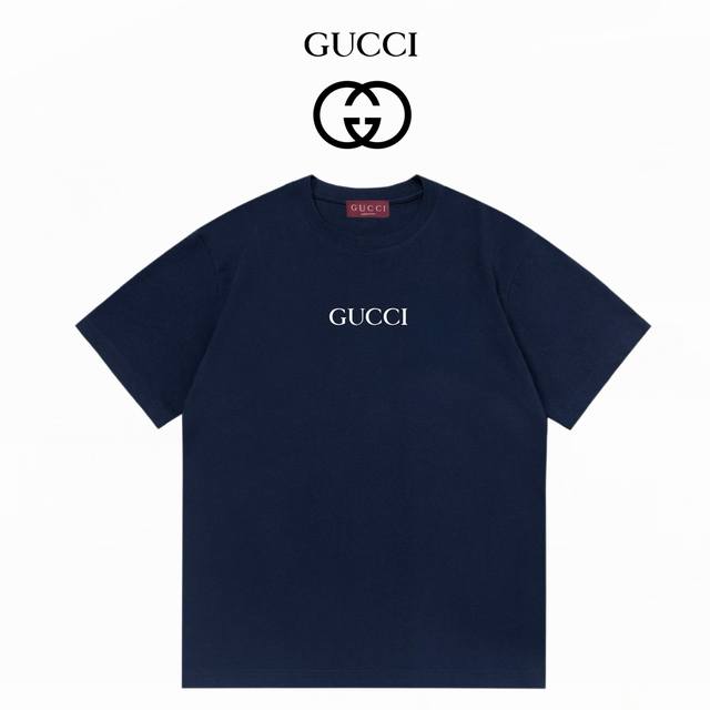Gucci new small logo letter 300g double yarn short sleeve: royal blue: Xs-L
