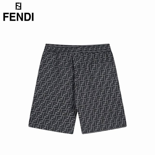 Fendi 24Fw full-print logo shorts. Imported custom 360g cotton fabric, original