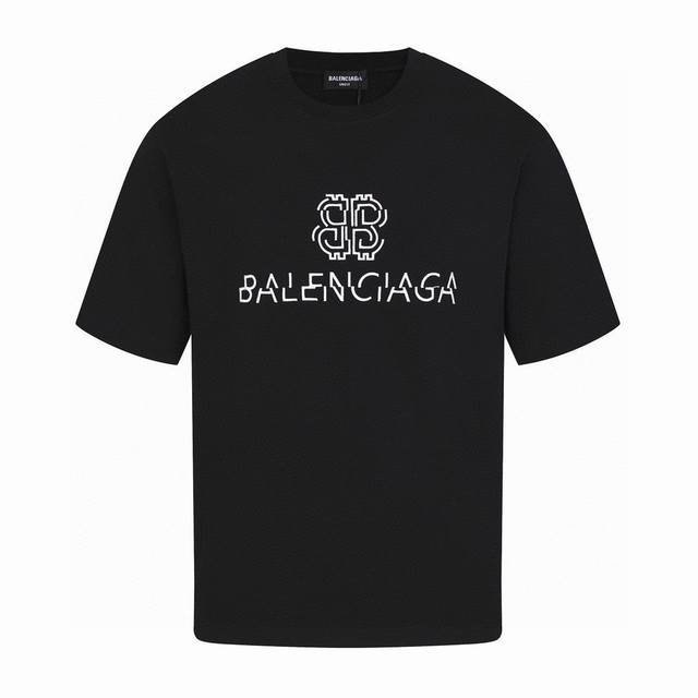 Balenciaga summer new style misplaced letter embroidery round neck short-sleeved