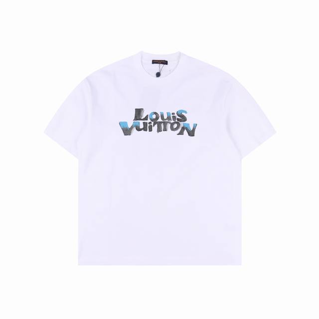 Louis Vuitton 25Ss hand-painted graffiti bunny head print short-sleeve, a new su
