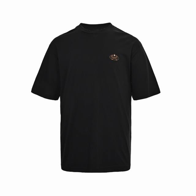 Prada 25Ss chest embroidered patch logo short sleeves are made of 230g double-st