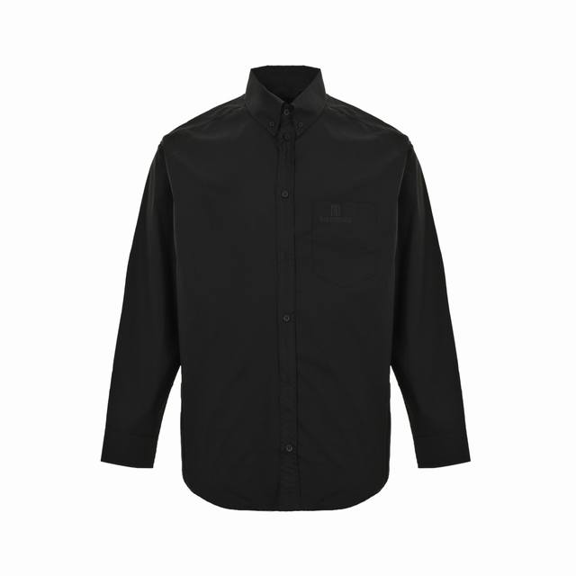 Balenciaga 25Ss pocket Bb embroidered shirt custom plain cotton fabric, imported