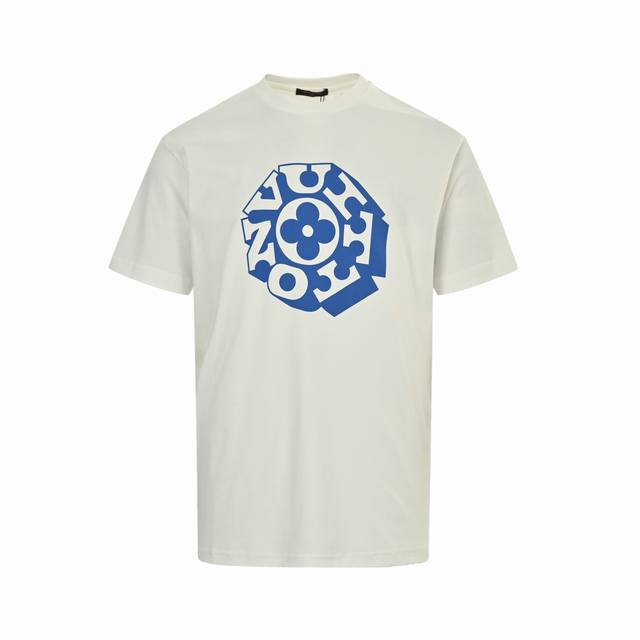 Louis Vuitton 25Ss Letter Floral Print Short-Sleeve Lv New T-shirt from the Autu