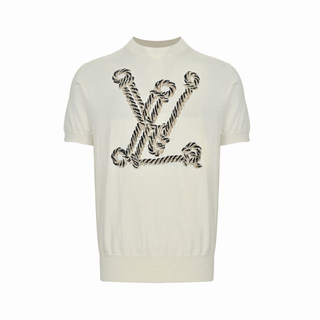Louis Vuitton 25Ss hemp jacquard knit short-sleeve Lv new knitted short-sleeve,
