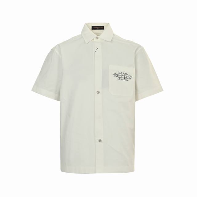 Louis Vuitton 25Ss Embroidered Letter Logo Short-Sleeve Shirt Lv New Short-Sleev