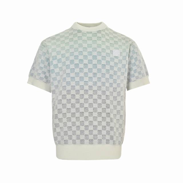 Louis Vuitton 25Ss Checkerboard Gradient Knit Short Sleeves. This new cotton sho