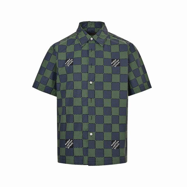 Louis Vuitton 25Ss Damier Checkerboard Short Sleeve Shirt 2025 Lv New Shirt T-sh