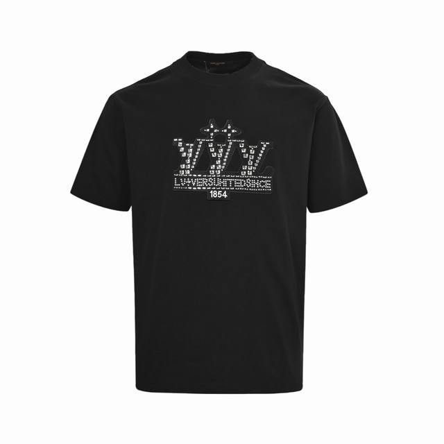 Louis Vuitton 25Ss rhinestone embroidered letter logo short sleeve custom made 2