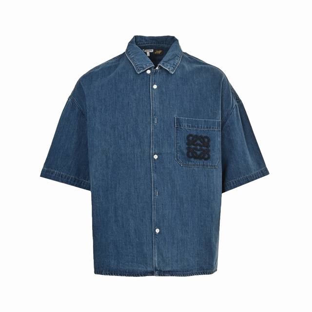 Loewe 25Ss embroidered pocket denim short-sleeved shirt is custom-made with clou