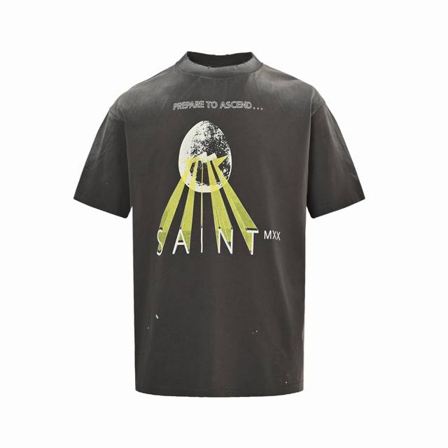 Saint Michael 25Ss Egg Ray Print Short Sleeve Fabric Made of 100% Cotton, 16-Wea