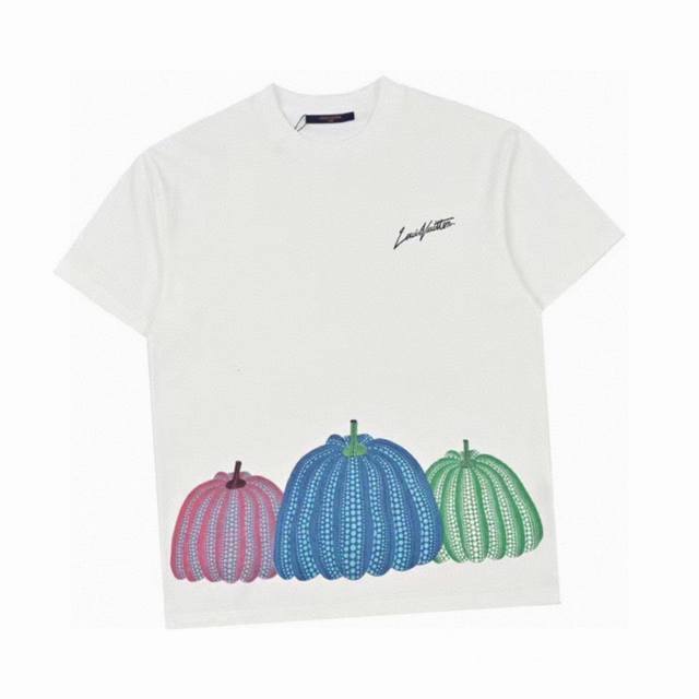 Louis Vuitton's new summer pumpkin print round neck short-sleeved T-shirt. High-