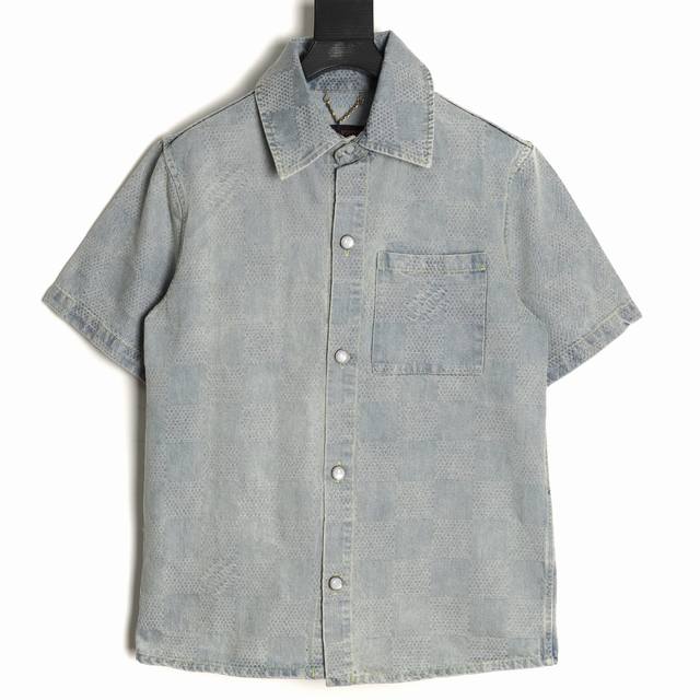 Louis Vuitton Lv 25Ss Checkerboard Denim Short-Sleeve Shirt. Exclusively made fr