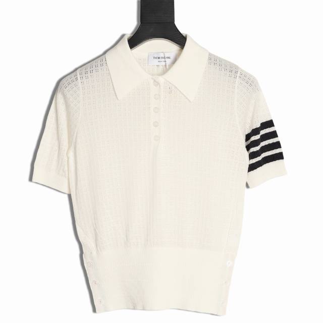 Thom Browne Tb Thom Browne heavy-duty black bar Polo short-sleeved T-shirt top i