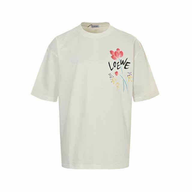 Loewe 25Ss floral print short-sleeve top is made from custom 280g 32 count, ultr