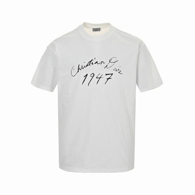 Dior 24Ss 1947 signature letter print short-sleeved pure cotton double yarn fabr