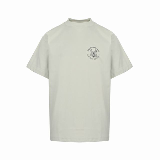 Balenciaga 25Ss key badge printed short sleeves made of cotton fabric, with clas