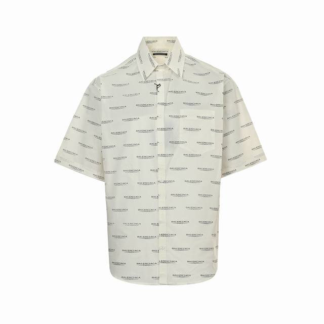Balenciaga 25Ss short-sleeved shirt with all-over printed logo. Made of cotton f