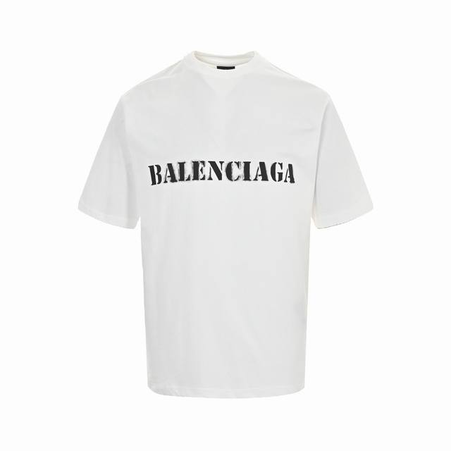 Balenciaga 24Ss front and back blurred letter print short-sleeve - black. Standa