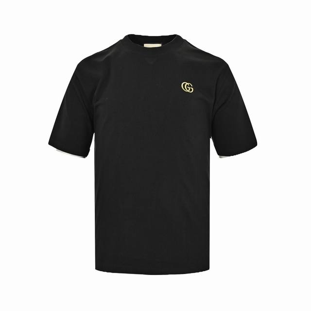 Gucci 22Ss double G gold label embroidered short-sleeved shirt is made of 260g p