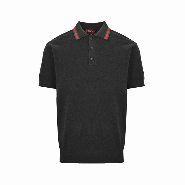 Gucci 25Ss red and green jacquard collar knitted Polo short-sleeved top crafted