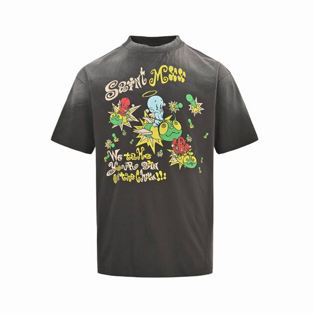 Saint Michael 25Ss short-sleeved shirt with a devil bee print. The overall fabri