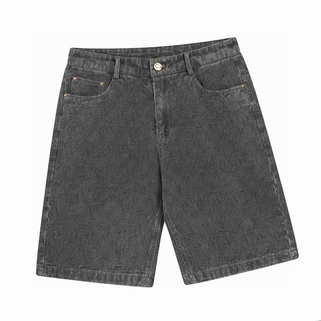 Louis Vuitton new summer dark pattern old flower casual denim shorts High qualit